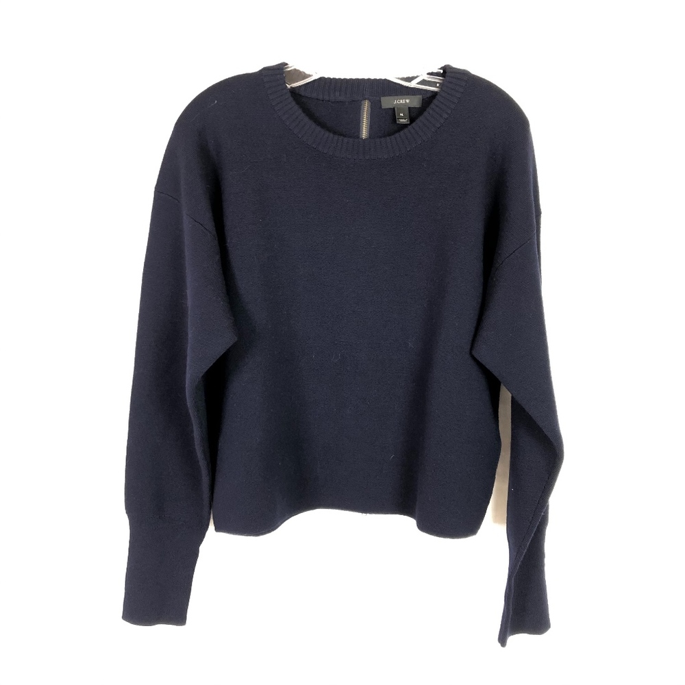 *SOLD* NWOT! J.Crew Back Zip Navy Crewneck Sweater